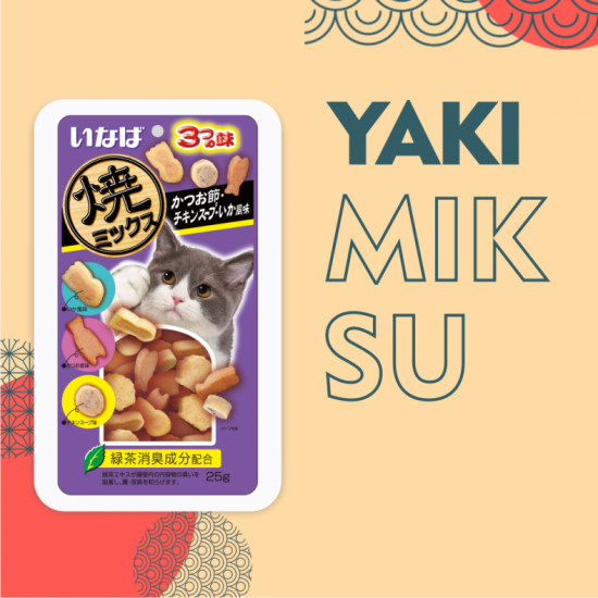 Лакомство для кошек «Снеки с тунцом Кацуобуси, куриным бульоном и кальмаром»