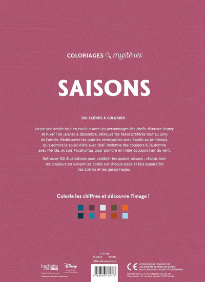 Раскраска по номерам «Coloriages mystères Disney — Saisons»