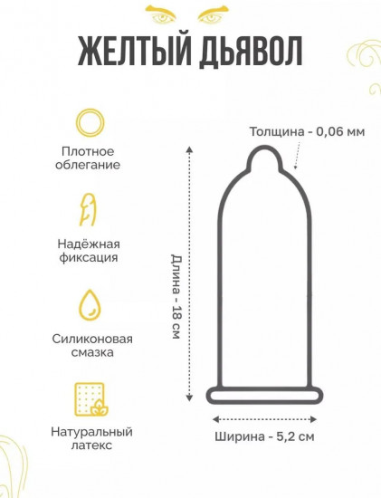 Презерватив с усиками «Желтый дьявол»