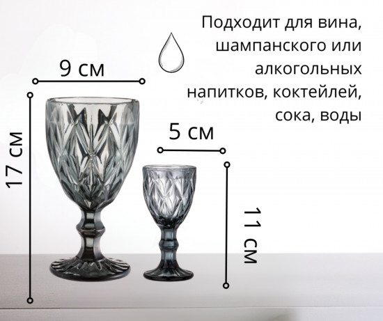 Набор бокалов и рюмок