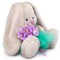 Игрушка мягкая «Зайка Ми в юбочке и с сиреневым букетом» - Фото 1