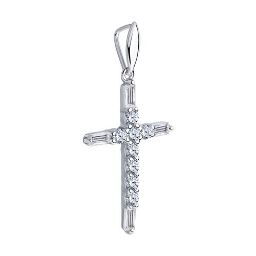 Крест из серебра с фианитами