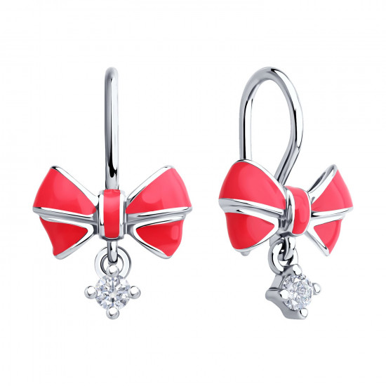 Серьги из серебра с фианитами и эмалью