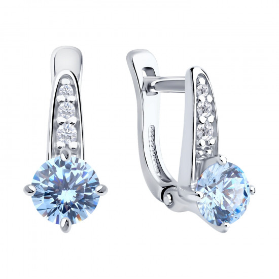 Серьги из серебра с фианитами