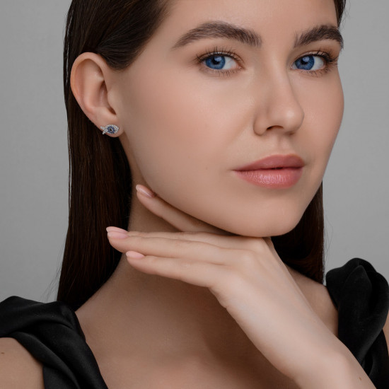 Серьги из серебра с фианитами