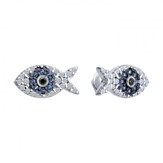 Серьги из серебра с фианитами