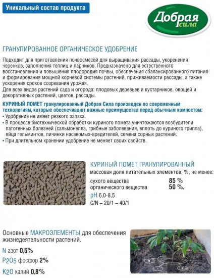 Удобрение ограническое «Куриный помет гранулированный»