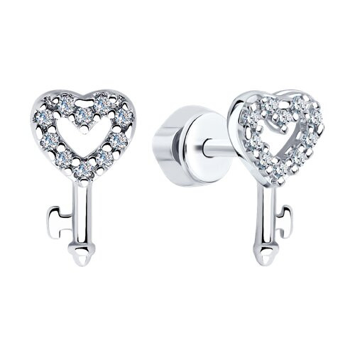 Серьги из серебра с фианитами