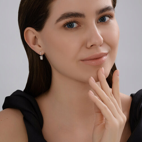Серьги из серебра с фианитами