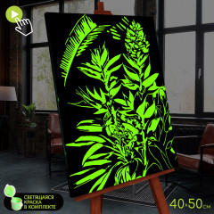 Картина по номерам со светящейся краской «Тропические цветы» - Фото 1