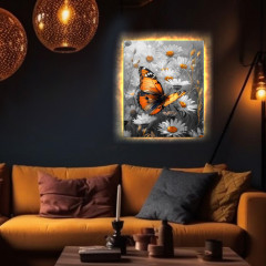 Картина по номерам с подсветкой «Бабочка Монарх в ромашках» - Фото 1