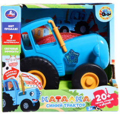 Каталка детская на верёвке музыкальная «Синий трактор» - Фото 1