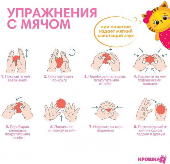 Мячик развивающий тактильный с пищалкой «Кошечка»