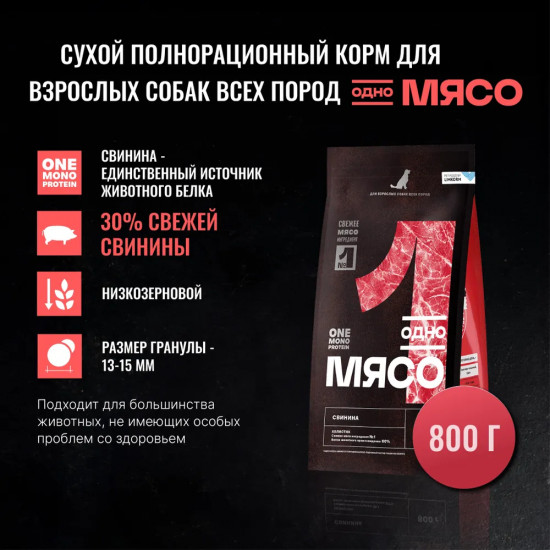 Корм сухой для взрослых собак всех пород со свининой