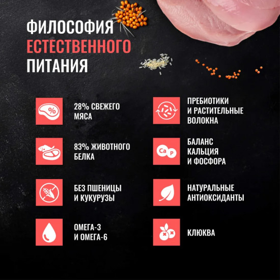 Корм сухой полнорационный для котят, беременных и кормящих кошек с мясом индейки