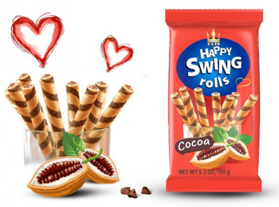 Трубочки вафельные с какао «Happy Swing Rolls Cocoa»