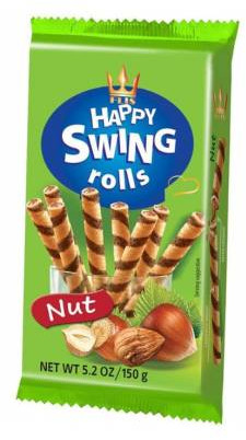 Трубочки вафельные с начинкой из лесного ореха «Happy Swing Rolls Nut»