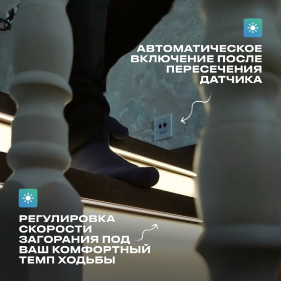 Подсветка для лестницы с датчиком движения на 16 ступеней, теплый свет