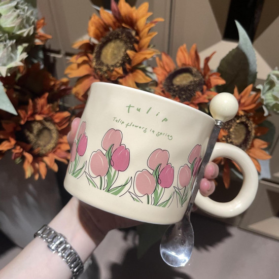 Кружка с ложкой «Tulips»
