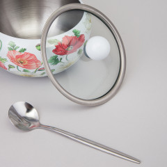 Сахарница с крышкой и ложкой «Белые маки» - Фото 3