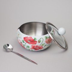 Сахарница с крышкой и ложкой «Белые маки» - Фото 4