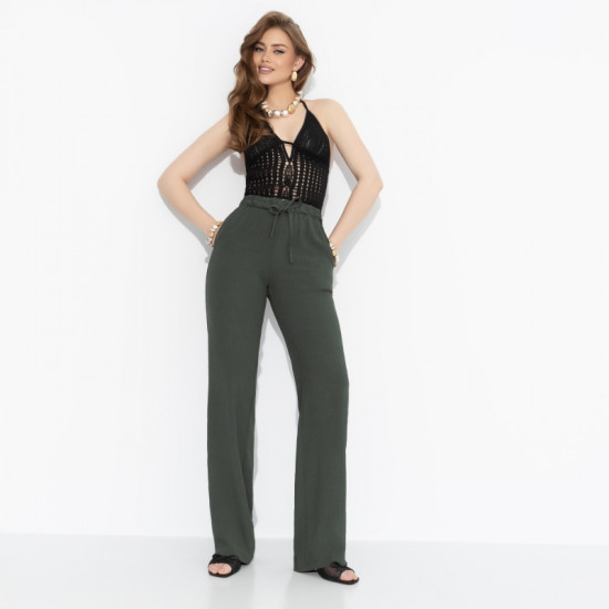 Брюки женские из жатой ткани Оглушительный успех (dark green)