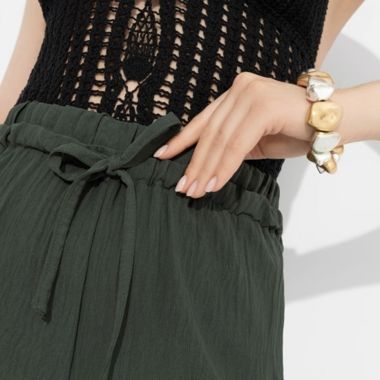 Брюки женские из жатой ткани Оглушительный успех (dark green)