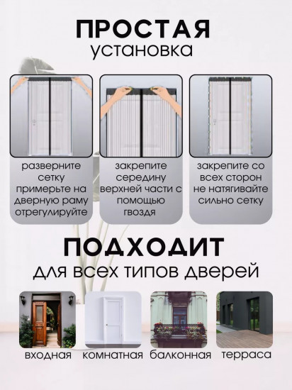 Москитная сетка на дверь на магнитах
