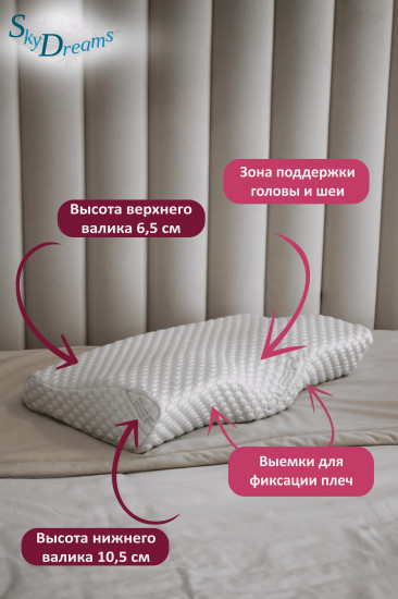 Подушка ортопедическая с поддержкой шеи и плеч с эффектом памяти