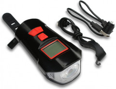 Фонарь велосипедный передний водонепроницаемый с сигналом - Фото 1