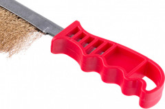 Щетка металлическая латунированная с пластиковой ручкой - Фото 2