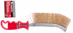 Щетка металлическая латунированная с пластиковой ручкой - Фото 3