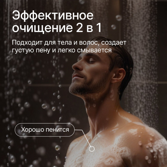 Шампунь для волос мужской парфюмированный «2 в 1. Black Pepper»