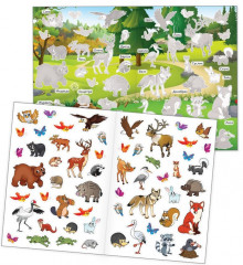 Наклейки многоразовые «Животные леса», формат А4, 55 наклеек - Фото 1