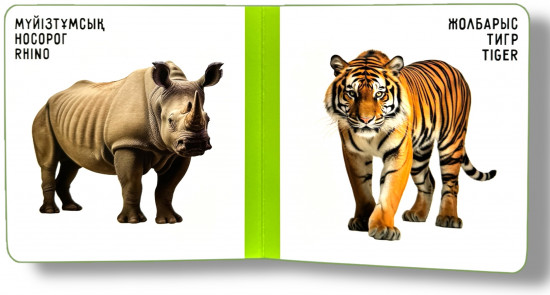 Жануарлар. Животные. Animals. Книжка-картонка на трёх языках
