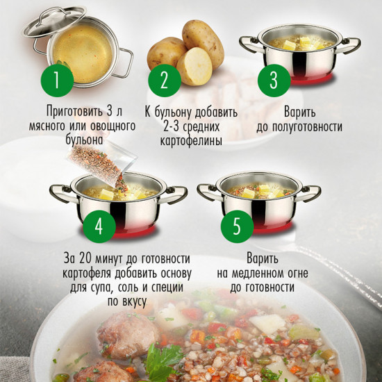 Суп с гречкой зеленой и коричневой