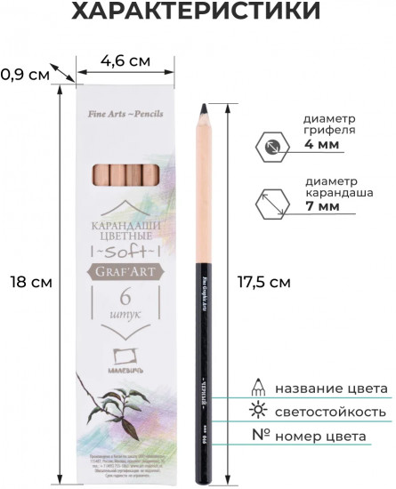 Набор карандашей «GrafArt Soft», 031 Бирюзовый