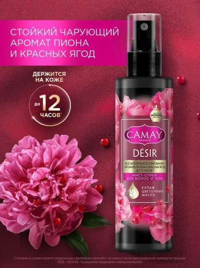 Спрей мист для тела и волос с ароматом пиона и ягод «Désir»