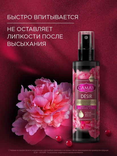 Спрей мист для тела и волос с ароматом пиона и ягод «Désir»