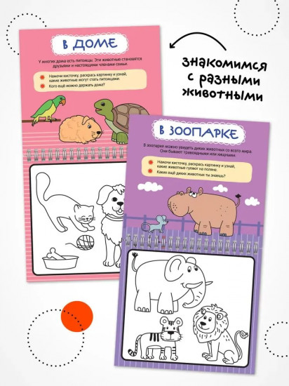 Раскраска водная многоразовая «Животные»