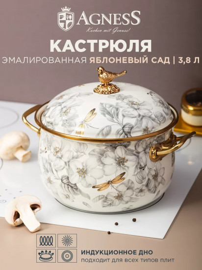 Набор кастрюль эмалированных с крышками «Apple Garden»