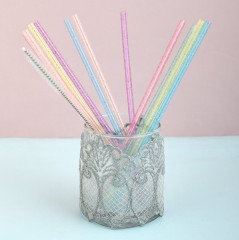 Набор трубочек для коктейлей многоразовых с ершиком «Блестки» - Фото 12