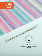 Набор трубочек для коктейлей многоразовых с ершиком «Блестки» - Фото 4