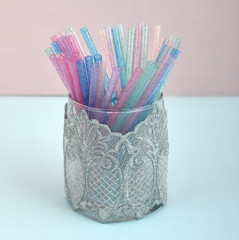 Набор трубочек для коктейлей многоразовых с ершиком «Блестки» - Фото 14