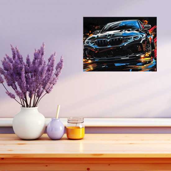 Картина по номерам «Чёрная машина BMW»