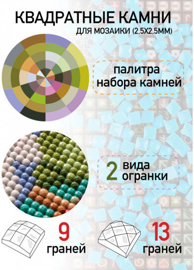 Комплект камней для мозаики алмазной с органайзером