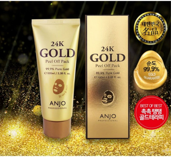 Маска-плёнка с 24 каратным золотом омолаживающая «24K Gold Peel Off Pack Anjo»