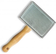 Пуходерка для собак и кошек с деревянной ручкой маленькая - Фото 4