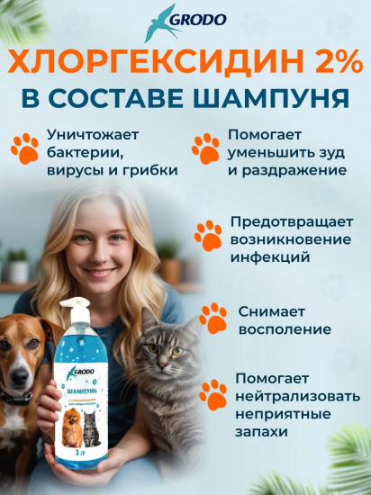 Шампунь для собак и кошек с хлоргексидином