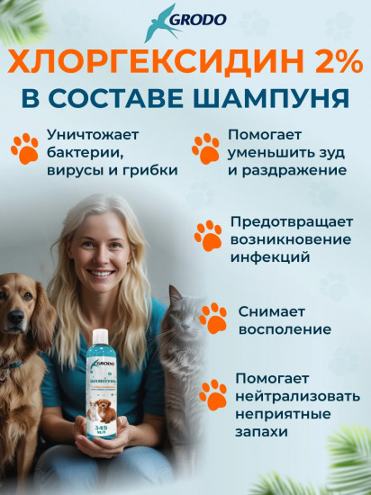 Шампунь для собак и кошек с хлоргексидином